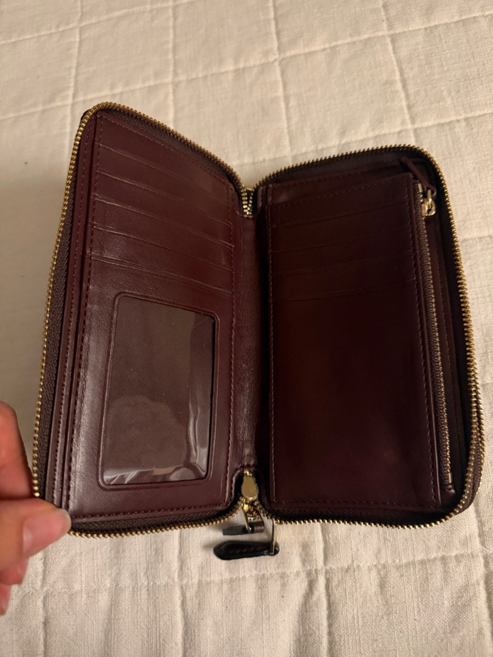 Coach Brown Leather Wristlet Wallet with Gold Hardware - Picture 2 of 4